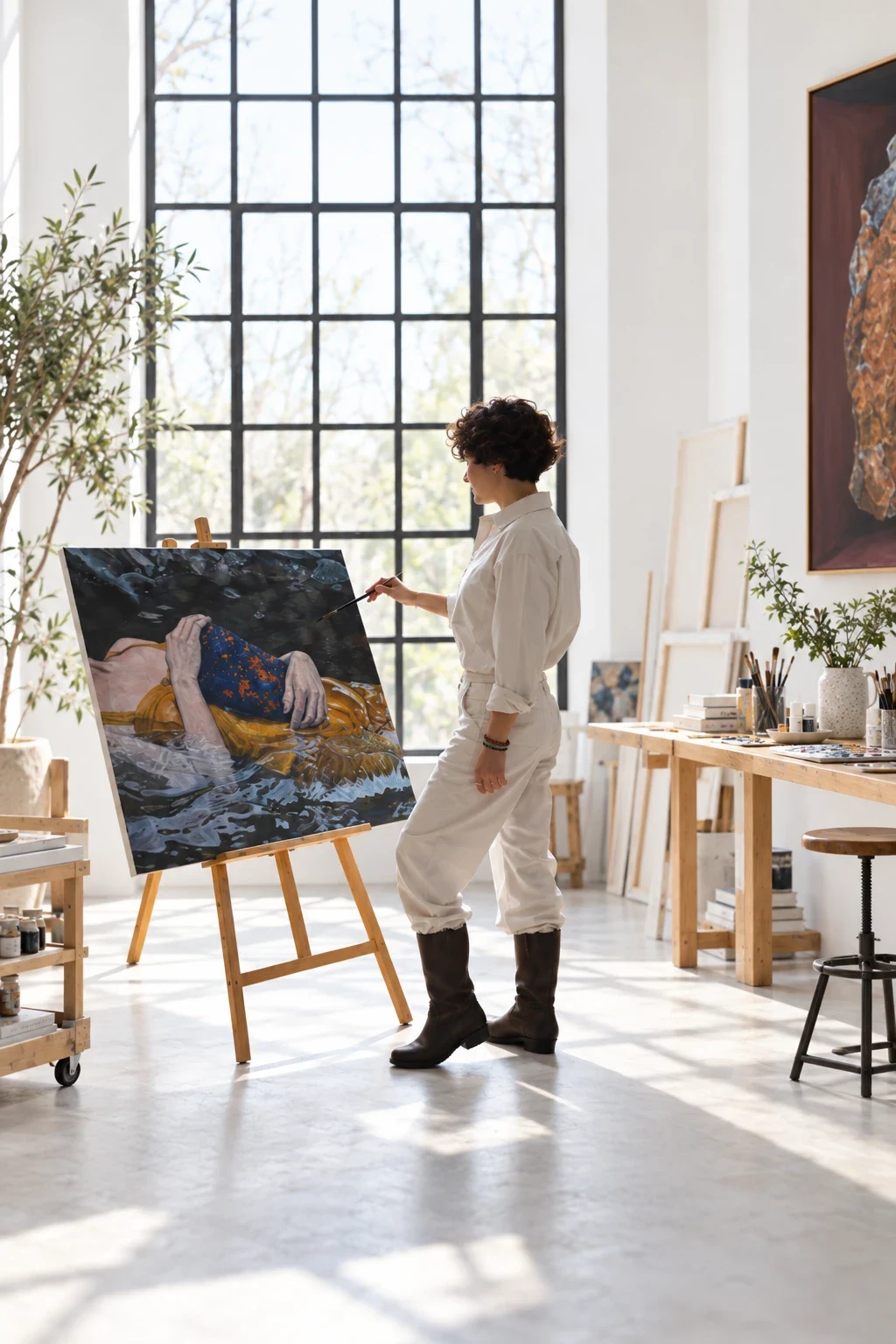 Tuğba Bahadır in her studio
