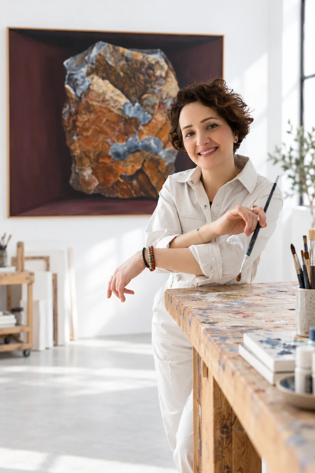 Tuğba Bahadır in her studio