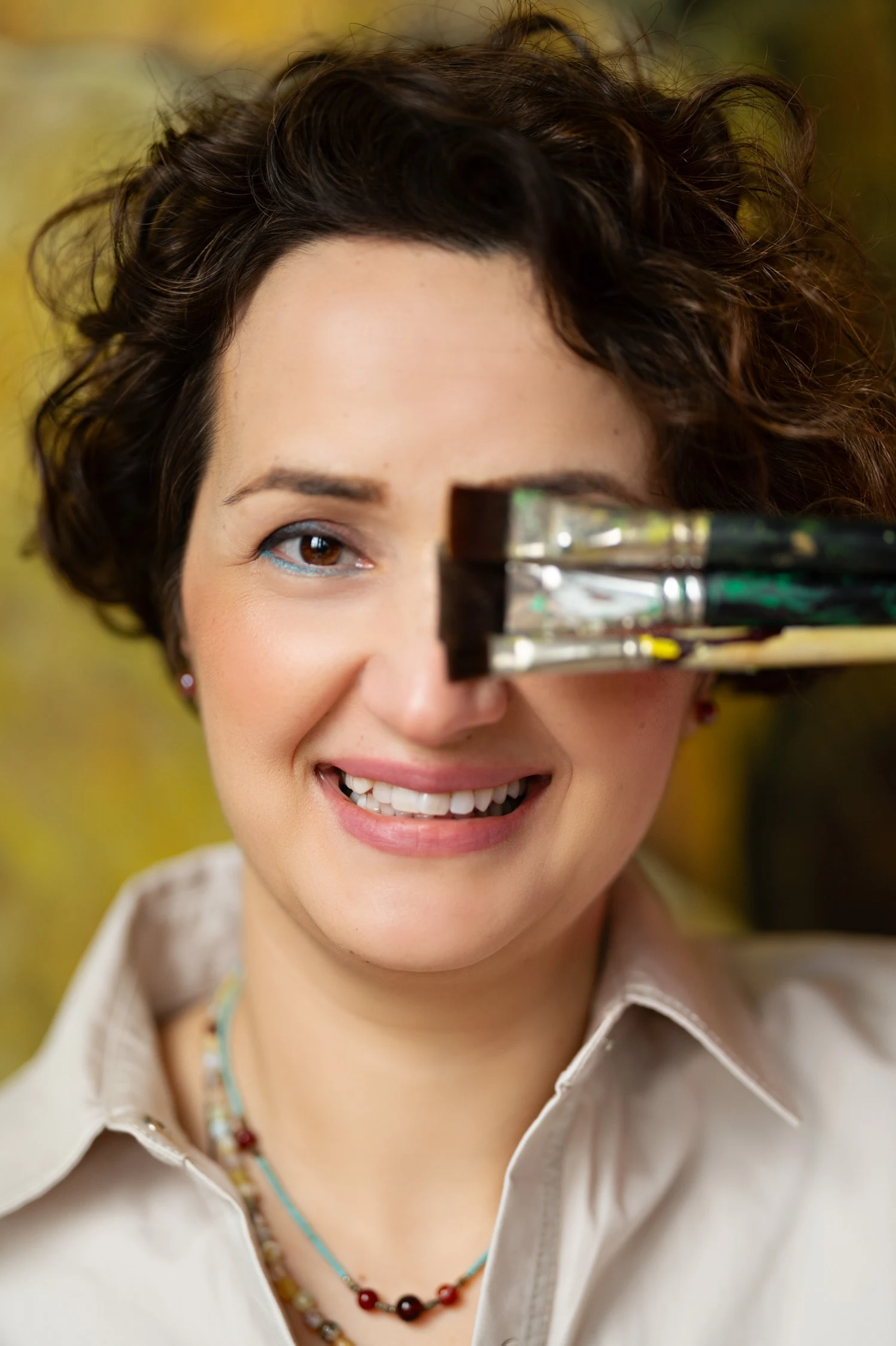 Tuğba Bahadır in her studio